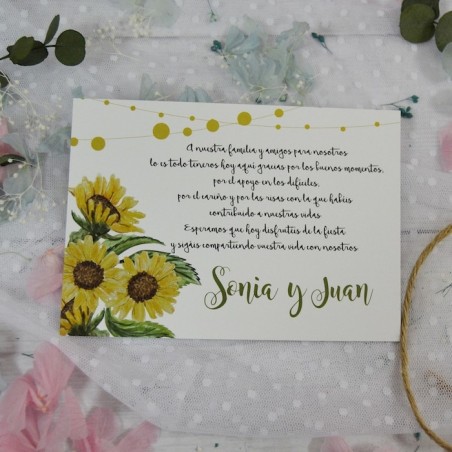 Tarjeta Agradecimiento Girasoles