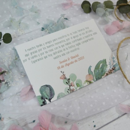 Tarjeta de Agradecimiento para Boda