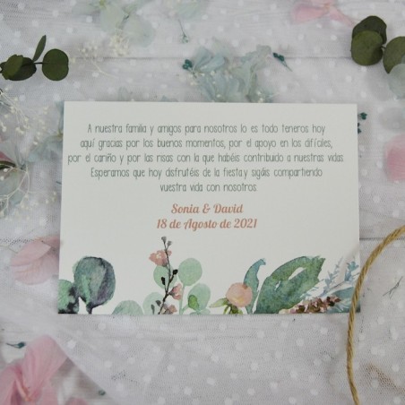 Tarjeta de Agradecimiento para Boda