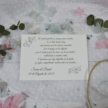 Tarjeta de Agradecimiento de Boda Barata