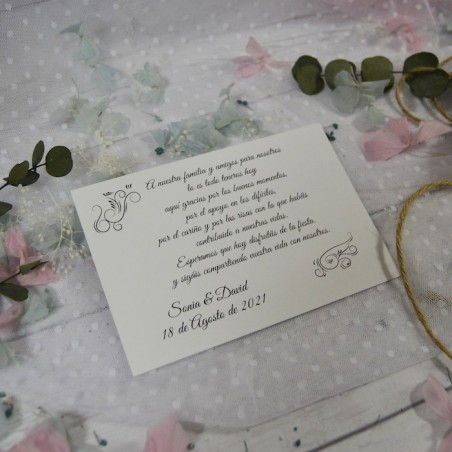 Tarjeta de Agradecimiento de Boda Barata