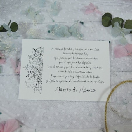 Tarjeta de Agradecimiento para Boda Economica