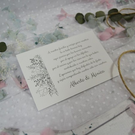 Tarjeta de Agradecimiento para Boda Economica