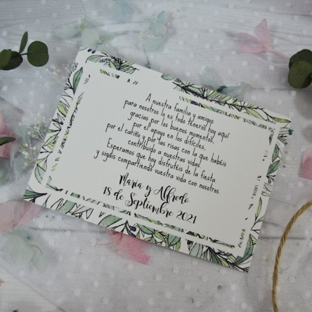 Tarjeta Recuerdo para Bodas