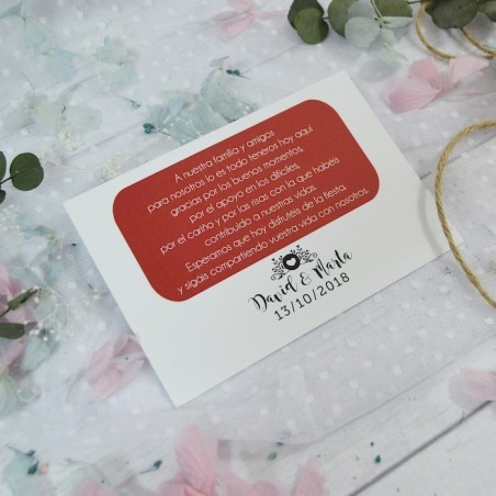 Tarjeta de agradecimiento Moderna Roja