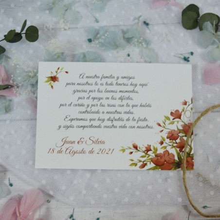 Tarjeta de Agradecimiento Floral Roja