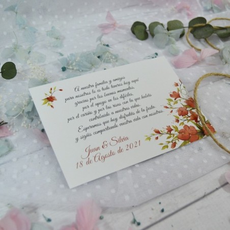 Tarjeta de Agradecimiento Floral Roja