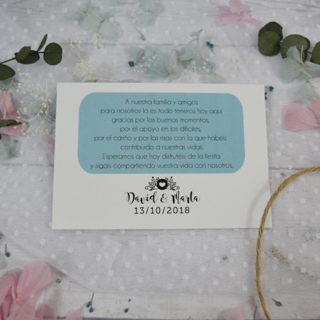 Tarjeta de Agradecimiento Barata para Bodas