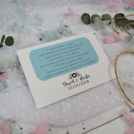 Tarjeta de Agradecimiento Barata para Bodas