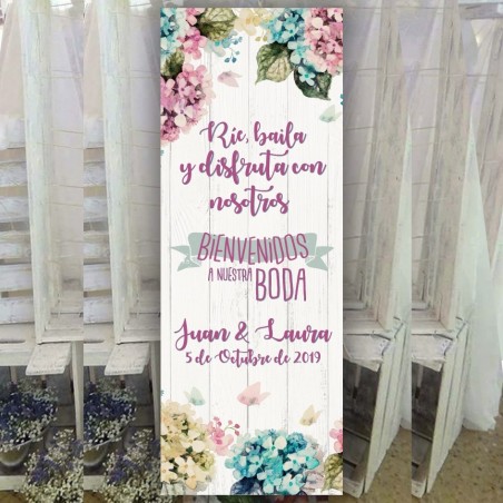 Banner bienvenida flores rosas