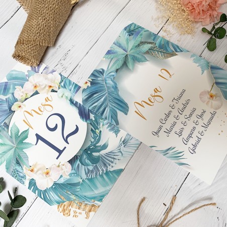 Mesero Floral Azul