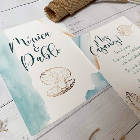 invitacion de boda mar