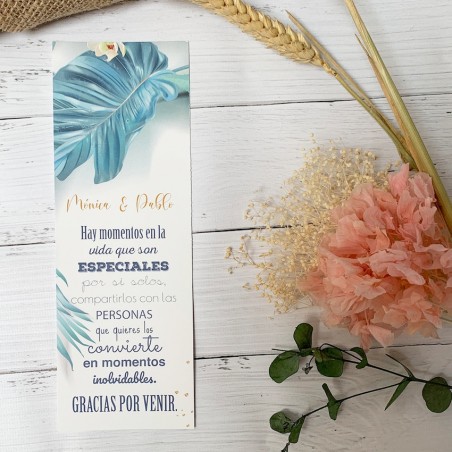 tarjeta de agradecimiento para bodas azul