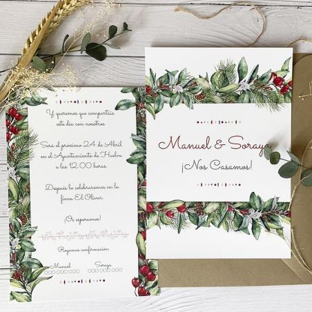 invitaciones de boda navideñas