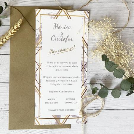 Invitación de boda marmoleada