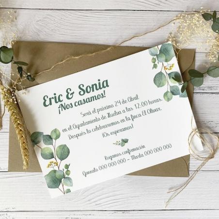 Invitacion de boda eucalipto