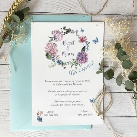 invitaciones de boda hortensias