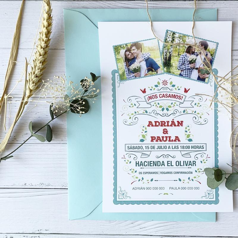 Invitación de Boda Moderna con Foto Invitación de Boda Moderna con Foto
