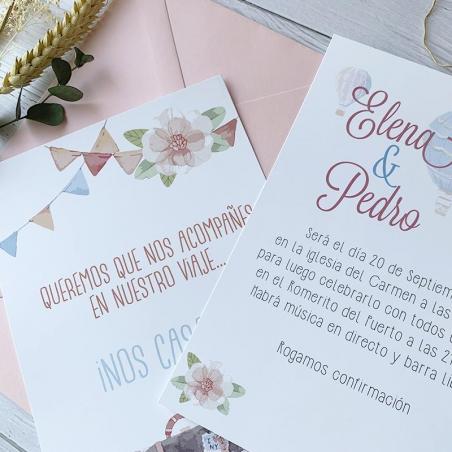 invitacion de boda viaje barata