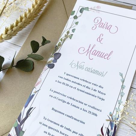 Invitación de boda floral barata