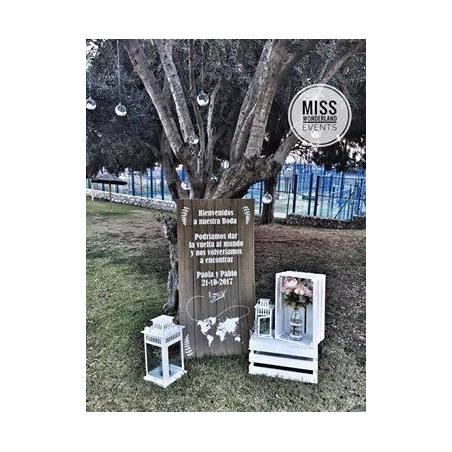 Cartel bienvenida de boda vuelta al mundo