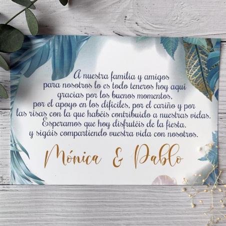 Tarjeta de agradecimiento Floral Azul