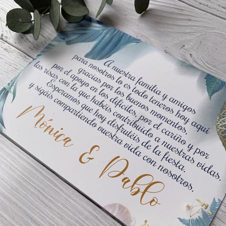 Tarjeta de agradecimiento Floral Azul