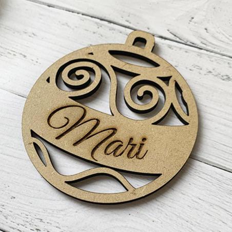 Bola de Navidad con Nombre en Madera