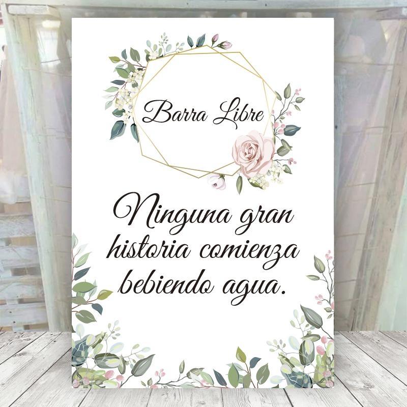 Cartel Barra Libre Elegante Rosa Cartel Barra Libre Elegante Rosa