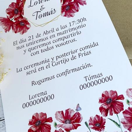 Invitación Boda Amapolas