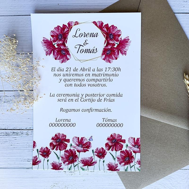 Invitación Boda Amapolas Invitación Boda Amapolas