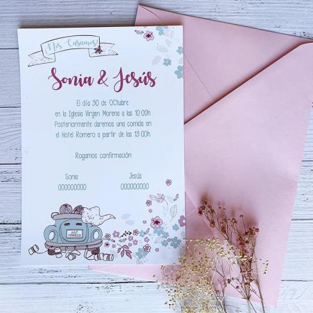 Invitación Coche Boda