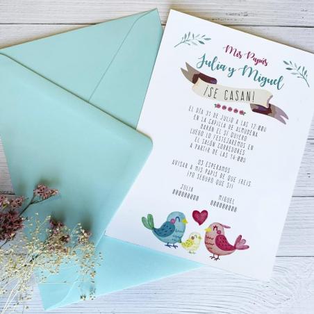 Invitación Boda Familia Pájaros