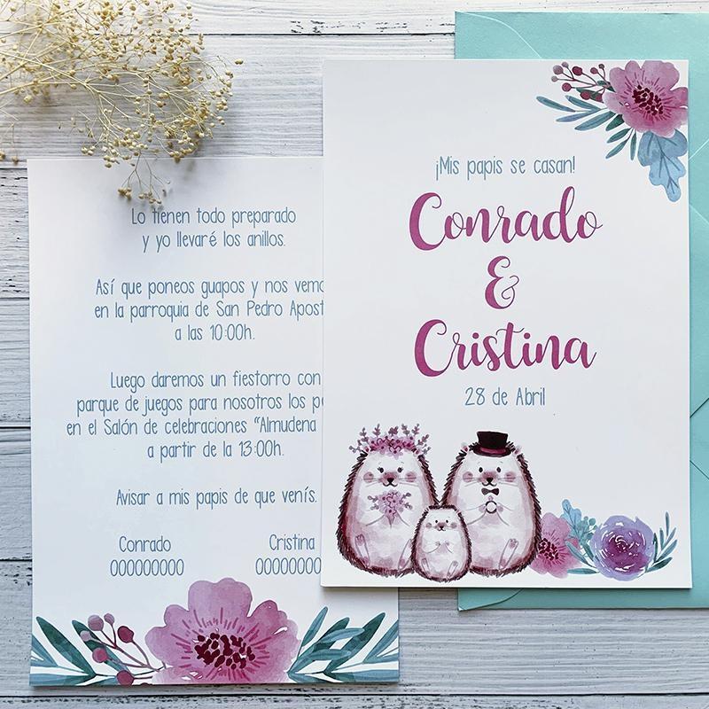 Invitación Familia Erizos Invitación Familia Erizos