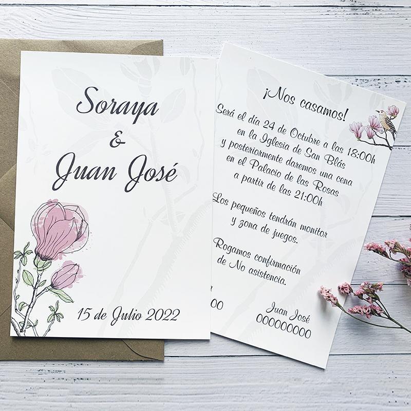 Invitación Boda Flor Algodón Invitación Boda Flor Algodón