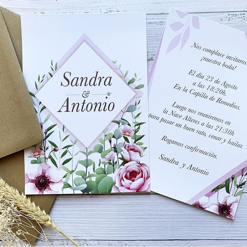 Invitación Boda Flores Moderna Invitación Boda Flores Moderna