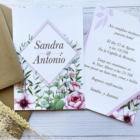 Invitación Boda Flores Moderna