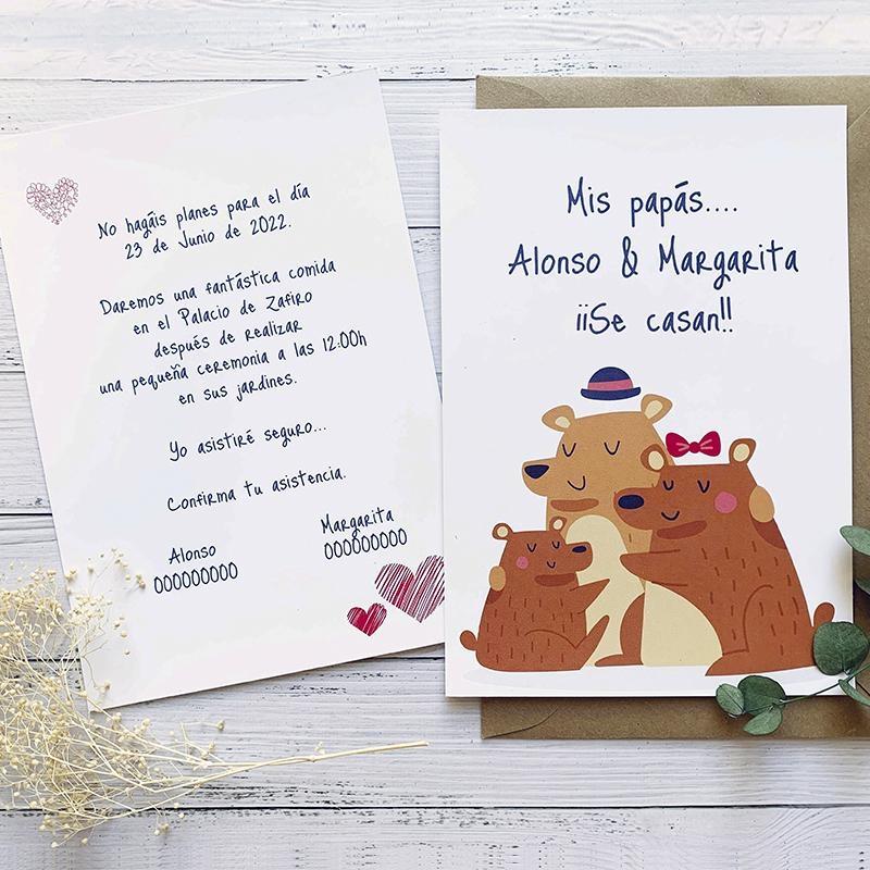 Invitación Boda Familia Osos Invitación Boda Familia Osos