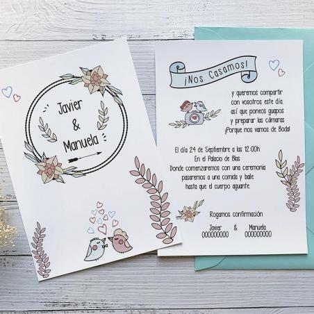 Invitación Boda Pájaros Moderna
