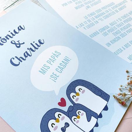 Invitación Boda Familia Pingüinos