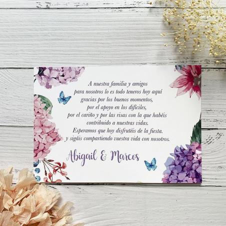 Tarjeta de agradecimiento Hortensias