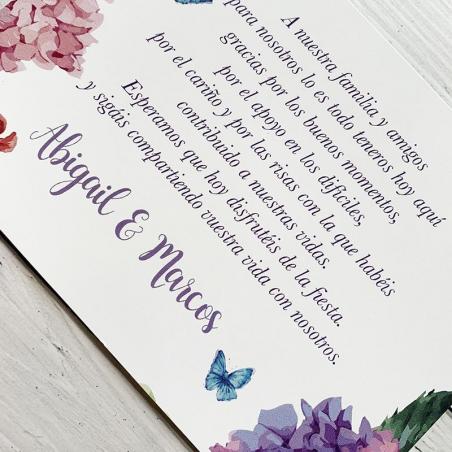 Tarjeta de agradecimiento Hortensias