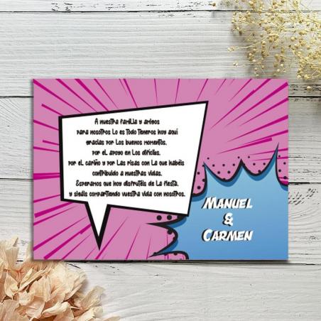 Tarjeta Agradecimiento Cómic