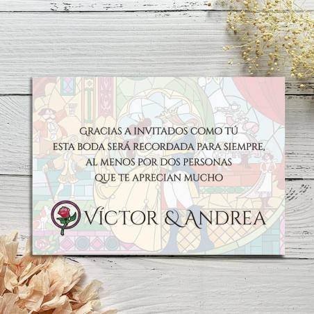 Tarjeta Agradecimiento Bella y Bestia