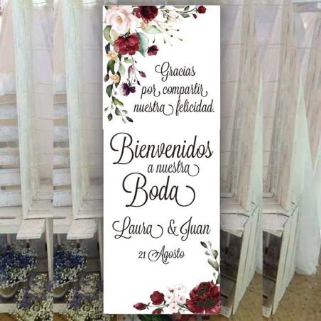 Cartel Bienvenida Flores Rojas