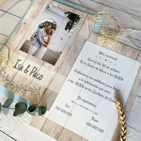 tarjeta con foto para boda