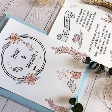 Invitación Boda Pájaros Moderna