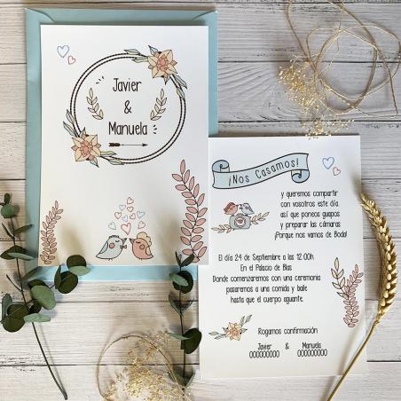 Invitación Boda Pájaros Moderna