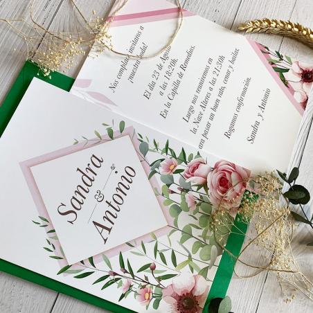 Invitación Boda Flores Moderna