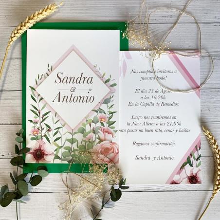 Invitación Boda Flores Moderna
